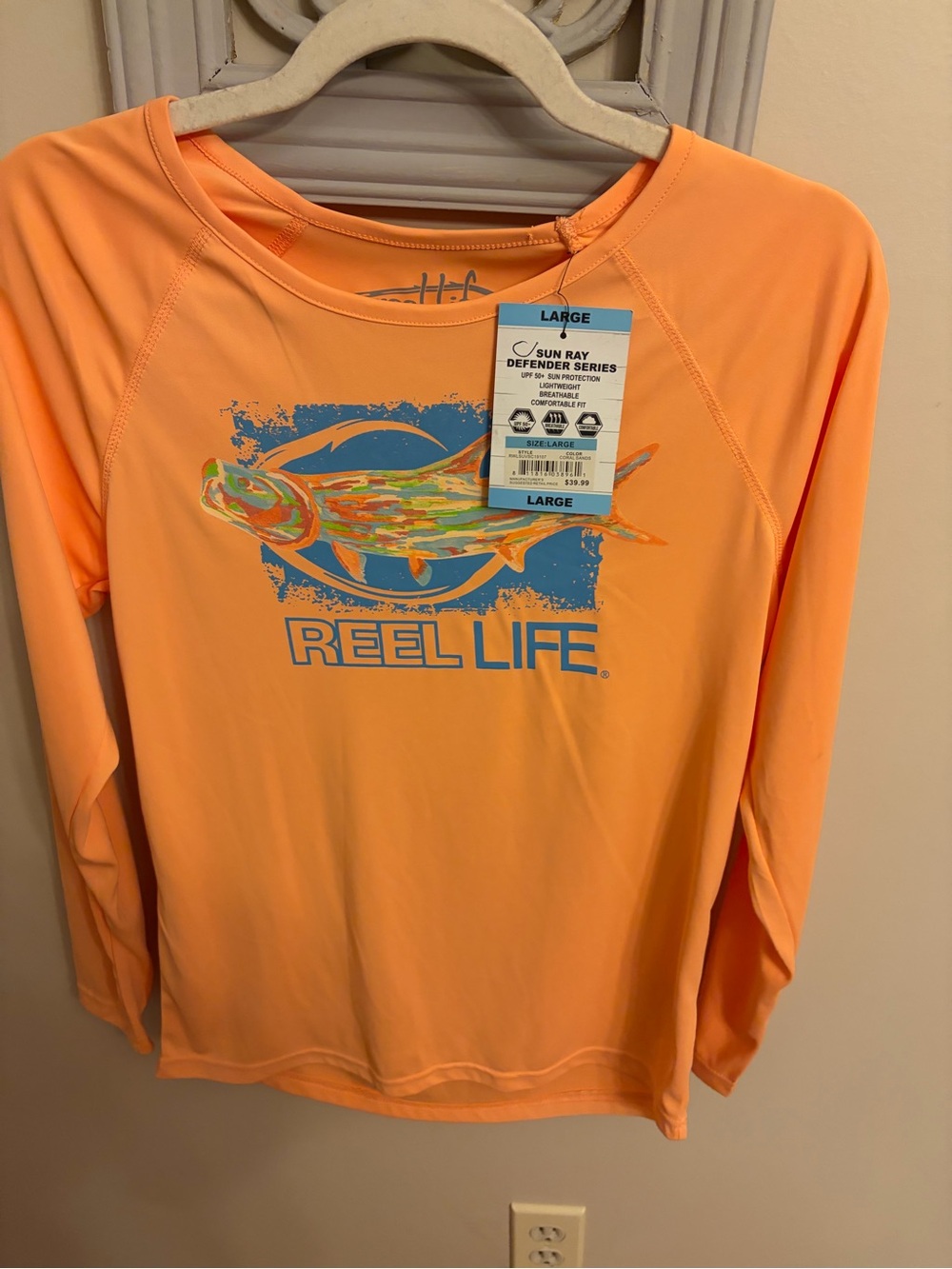 Reel Life Women's Long Sleeve Swim Coverup - Peach